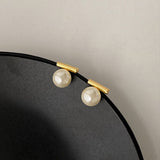 Metal Pearl Stud Earrings