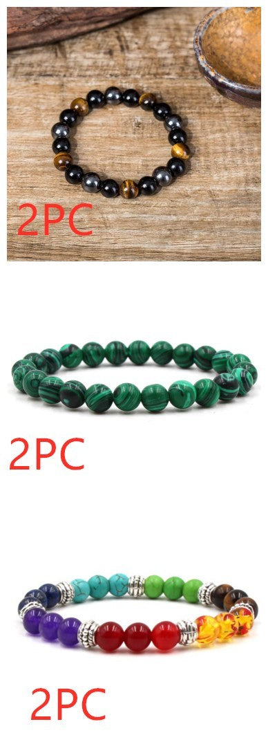 Classic Black Matte Green Malachite Bracelet