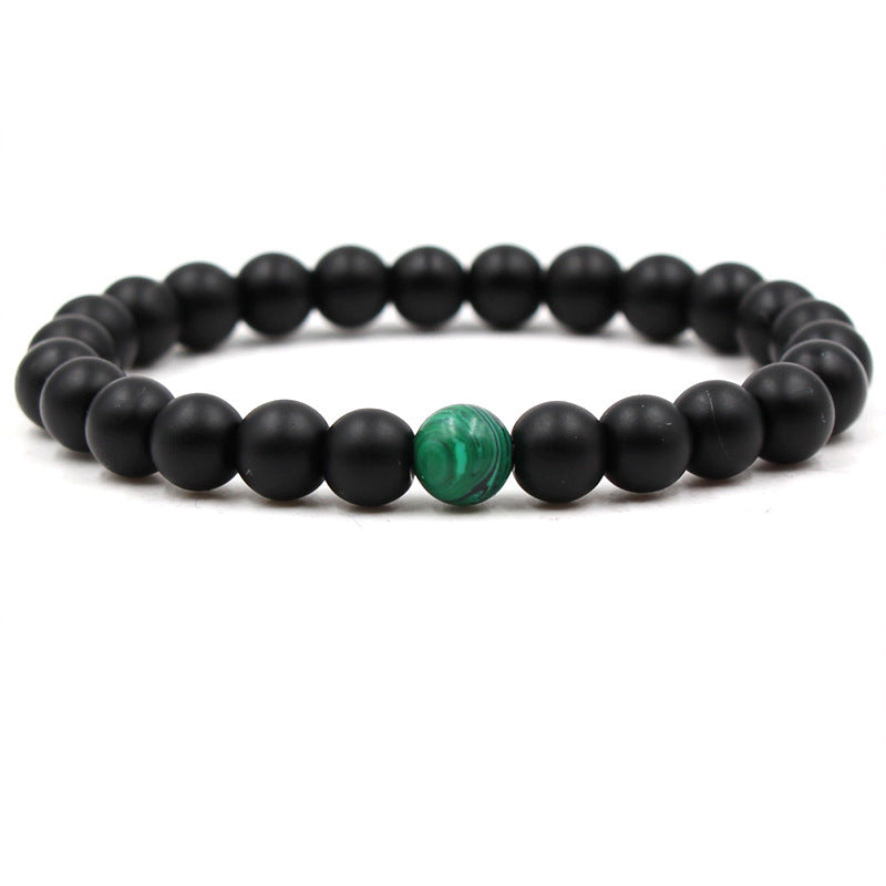 Classic Black Matte Green Malachite Bracelet