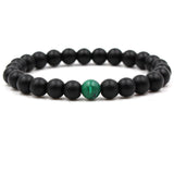 Classic Black Matte Green Malachite Bracelet