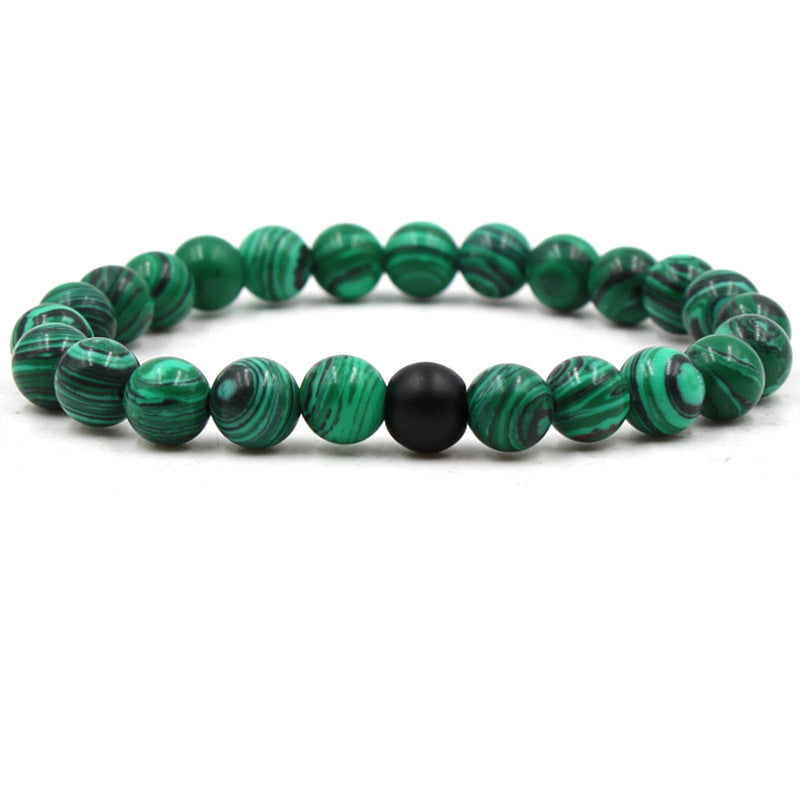 Classic Black Matte Green Malachite Bracelet