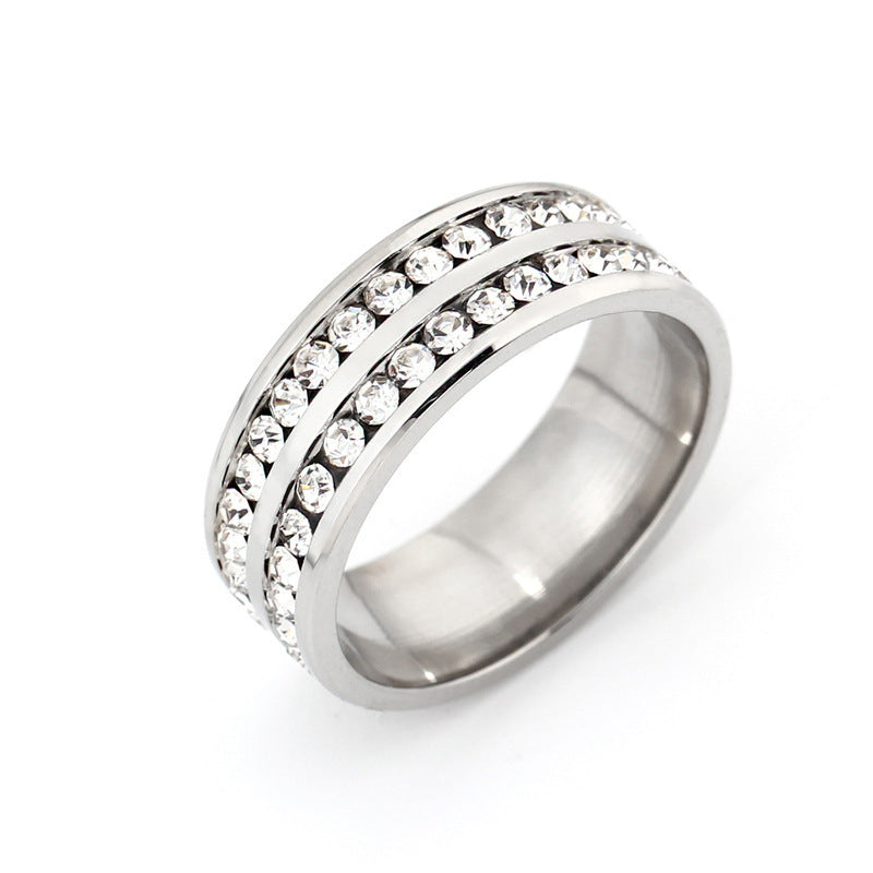 Diamond Double Row Titanium Ring