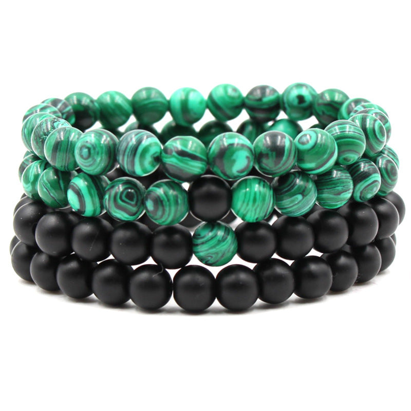 Classic Black Matte Green Malachite Bracelet