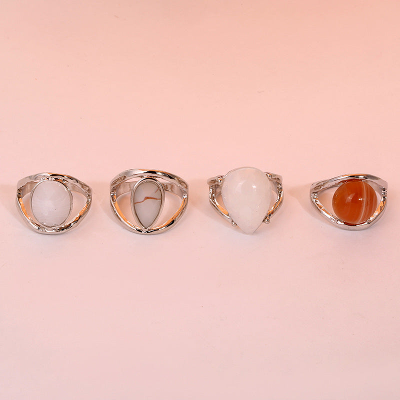 Temperament Gemstone Small Round Ring