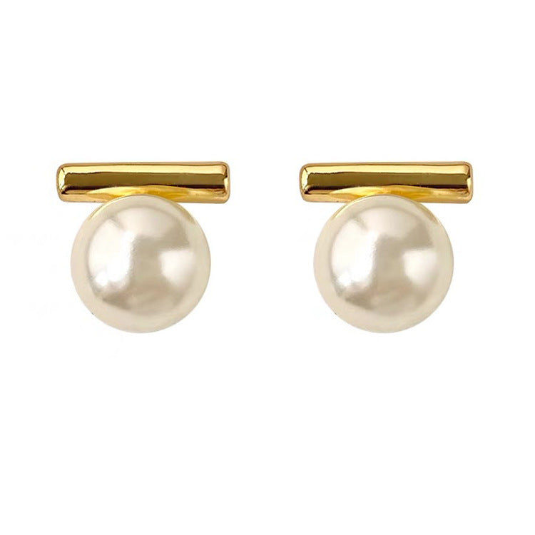 Metal Pearl Stud Earrings
