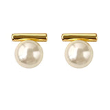 Metal Pearl Stud Earrings