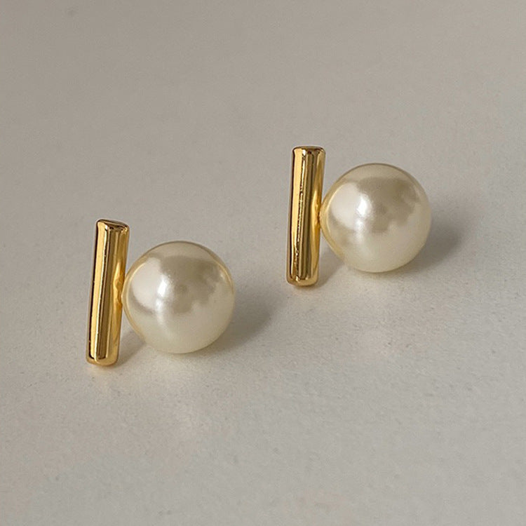 Metal Pearl Stud Earrings