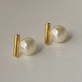 Metal Pearl Stud Earrings