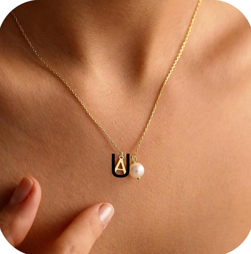 Stainless Steel 26 Letter Double Pendant Necklace