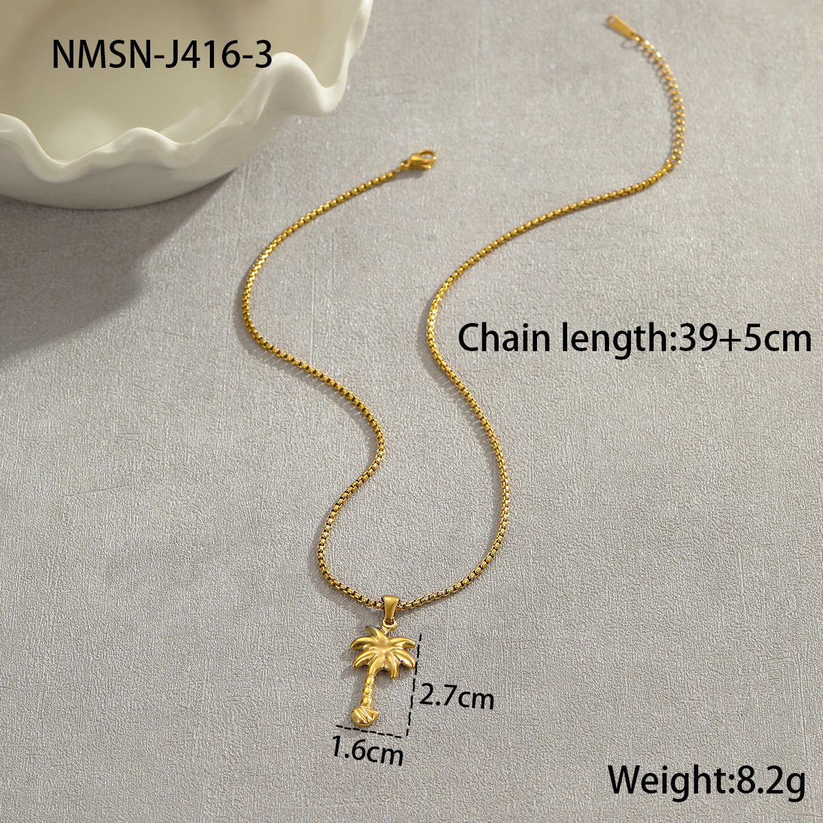 Coconut Fishtail Pendant Stainless Steel Necklace