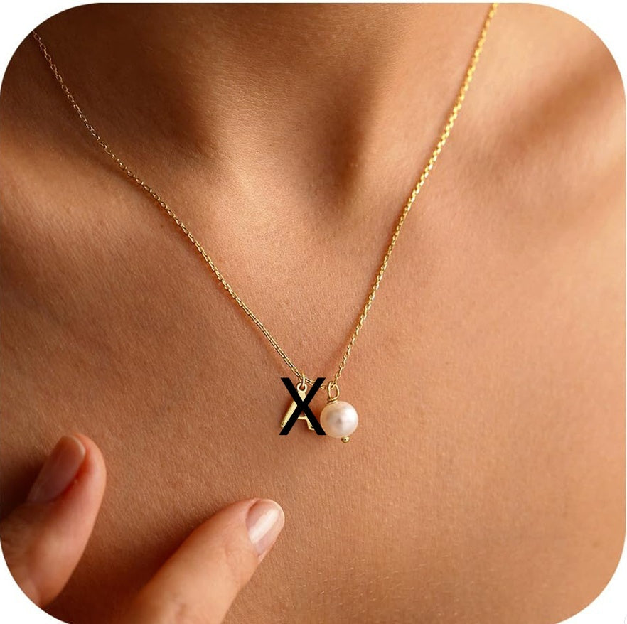 Stainless Steel 26 Letter Double Pendant Necklace