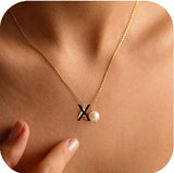 Stainless Steel 26 Letter Double Pendant Necklace