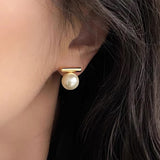 Metal Pearl Stud Earrings