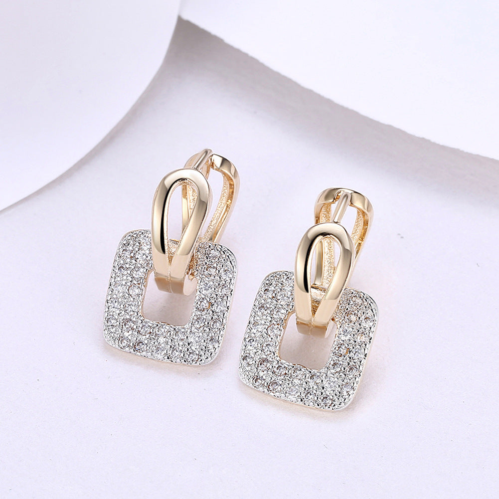 Square Rhinestone Zircon Stud Earrings