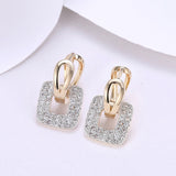 Square Rhinestone Zircon Stud Earrings