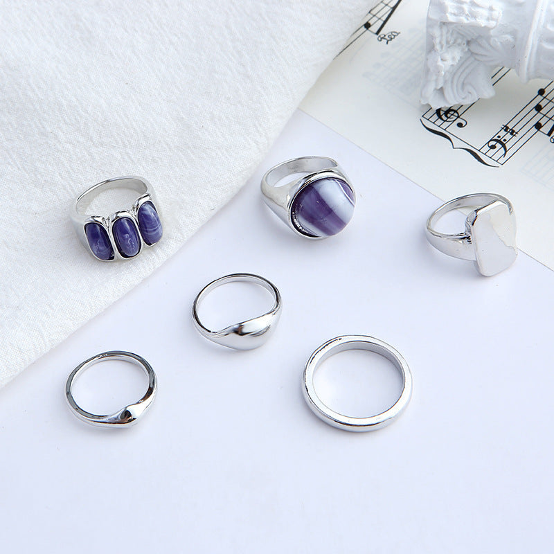 Temperament Gemstone Small Round Ring