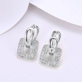 Square Rhinestone Zircon Stud Earrings