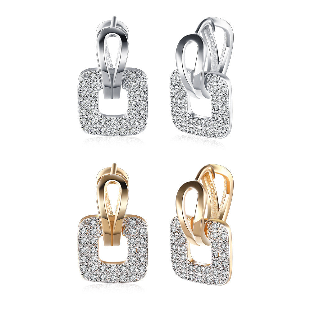 Square Rhinestone Zircon Stud Earrings
