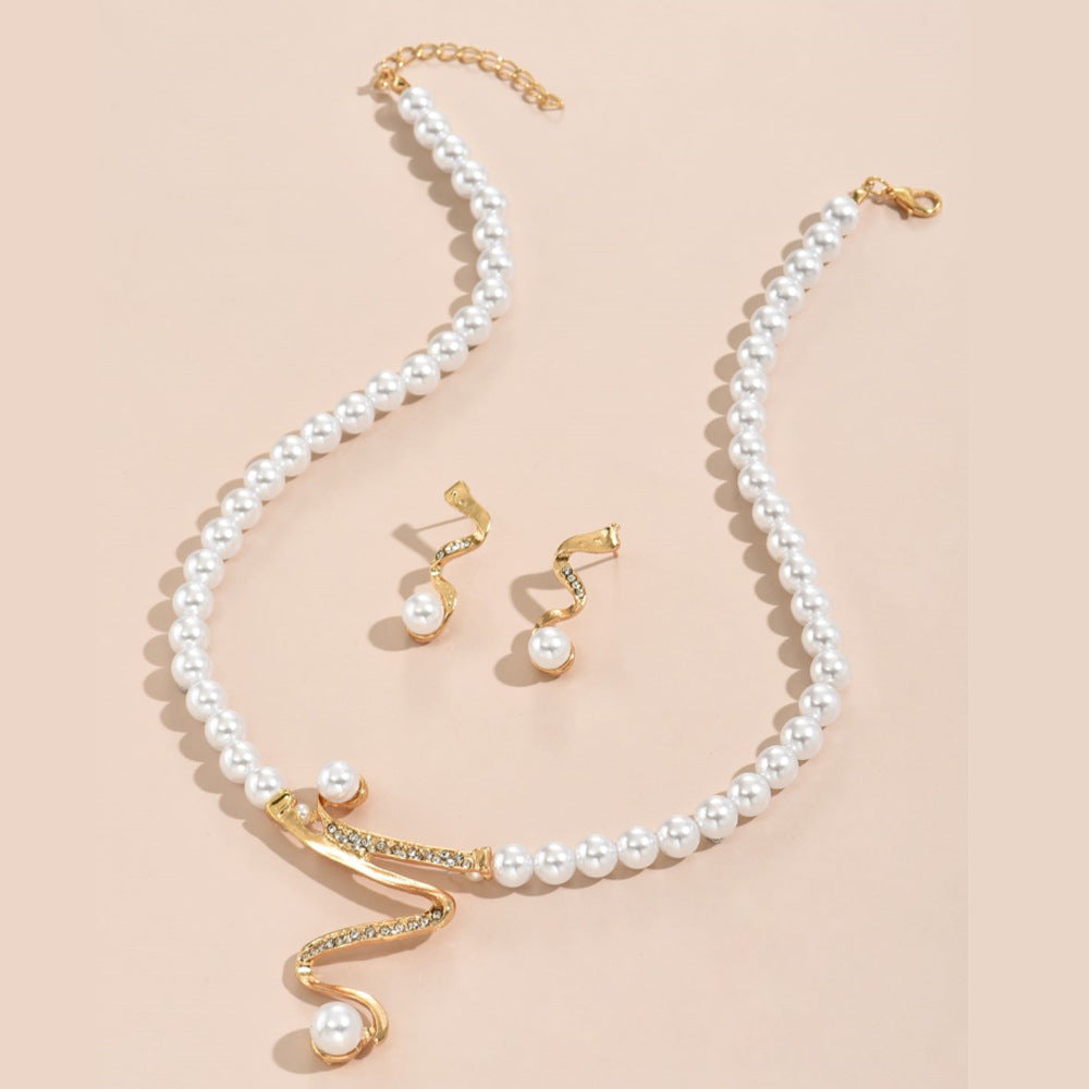 Earrings Pendant Two-piece Set Pearl Combination