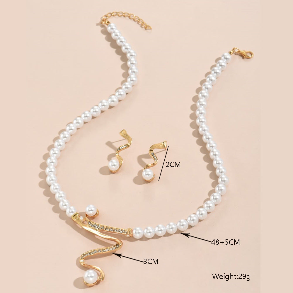 Earrings Pendant Two-piece Set Pearl Combination