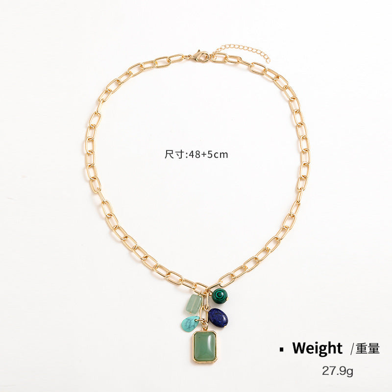 Temperament Entry Lux Color Pendant Necklace