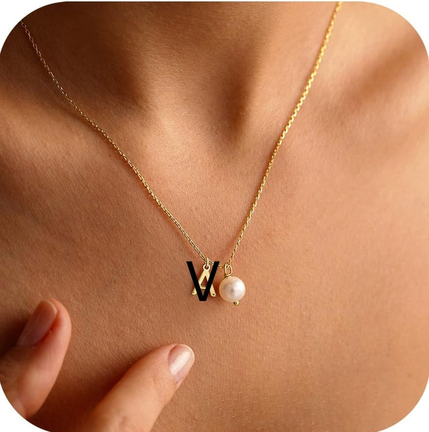 Stainless Steel 26 Letter Double Pendant Necklace