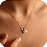 Stainless Steel 26 Letter Double Pendant Necklace