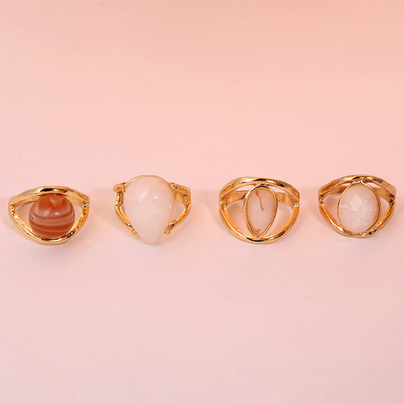 Temperament Gemstone Small Round Ring