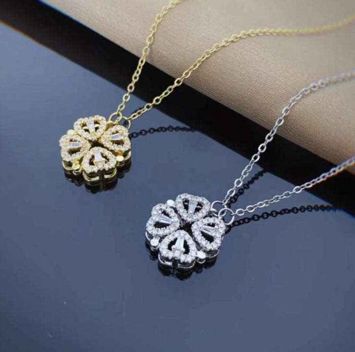 Magnetic Folding Leaf Clover Necklace