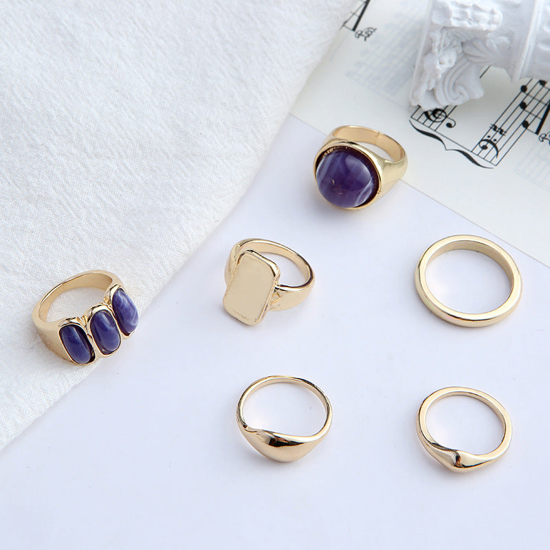 Temperament Gemstone Small Round Ring