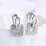 Square Rhinestone Zircon Stud Earrings