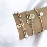 Niche Pearl Love Coin Bracelet