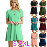 Loose plus size solid color Dress