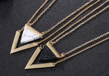 Marble Stone Triangle Necklace