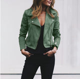 Lapel And Diagonal Zipper Short Jacket