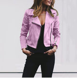 Lapel And Diagonal Zipper Short Jacket