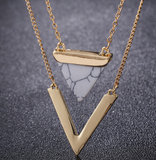 Marble Stone Triangle Necklace