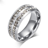 Diamond Double Row Titanium Ring