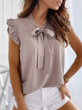 Polka Dot Bow Neck Sleeveless Shirt Top