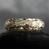 Gold Suspended Carved Rose Flower Ring