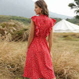 Dot Chiffon Long Maxi Dress