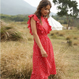 Dot Chiffon Long Maxi Dress