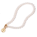 Faux Pearl Coin Pendant Necklace