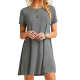 Loose plus size solid color Dress