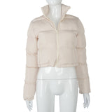 Zipper Bread Cotton Coat With Drawstring Jacket