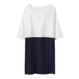 Splicing half-sleeved cotton and linen Dress
