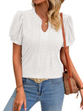 V-neck Puff Short-sleeved T-shirt Top