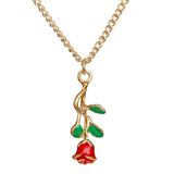 Creative Drop Red Rose Flower Pendant Necklace