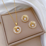 Round Ring Leaves Necklace And Earrings Suite