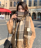 Plaid Scarf For Women Winter Warm Thickened Long Scarf